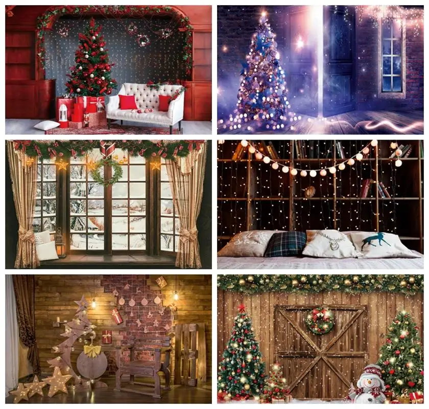 

Laeacco Christmas Photozone Bookshelf Light Pillows Bedroom Decor Photography Backgrounds Baby Shower Backdrops For Photo Studio