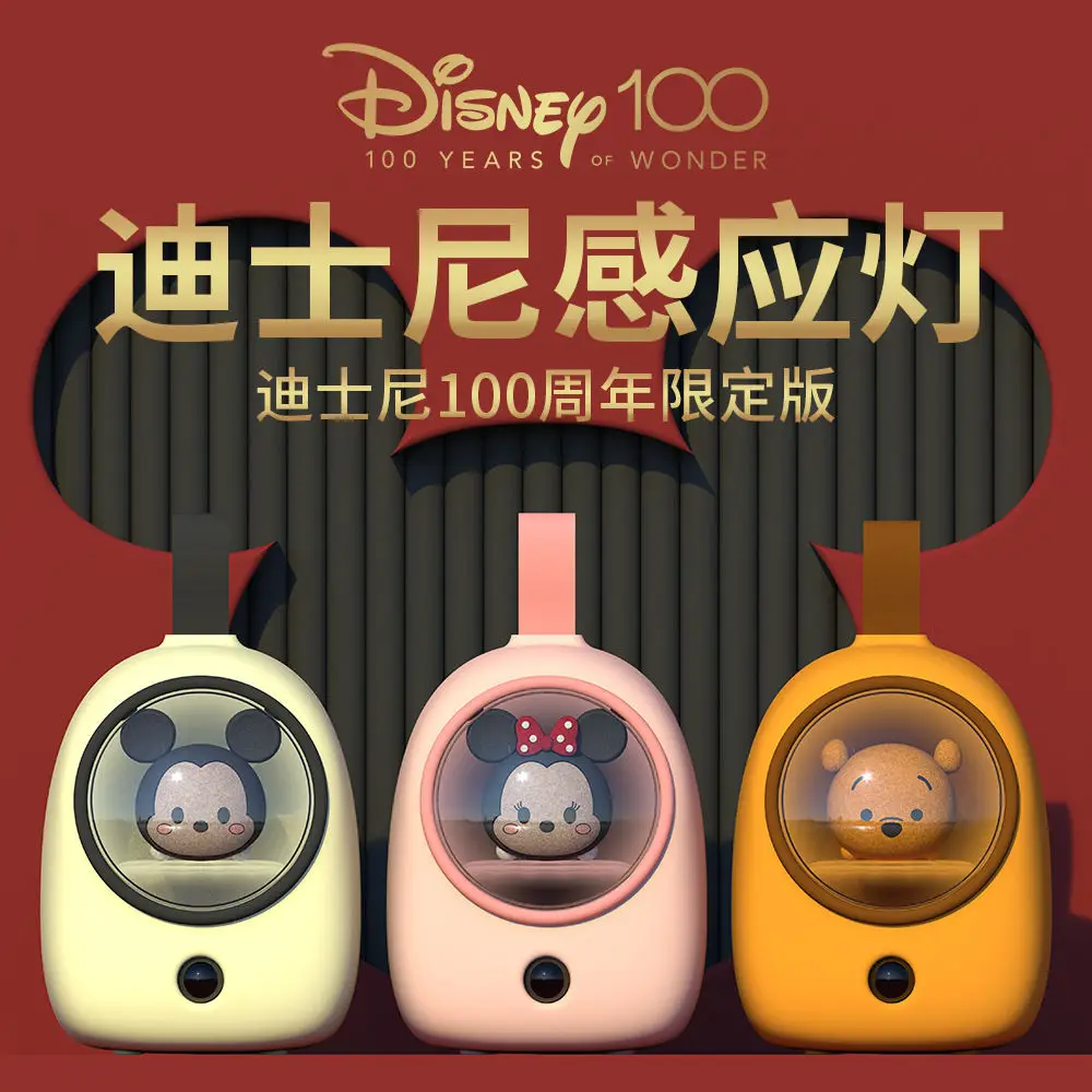 Disney Mickey Cartoon carino luce di induzione creativo Kawaii ricaricabile luce notturna decorazione della casa ornamento da tavolo regalo