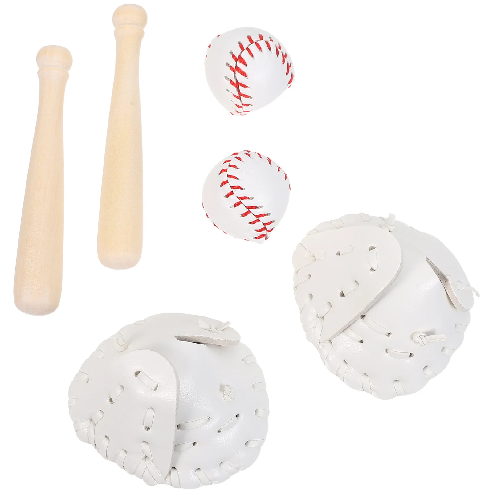 

2 set Mini Baseball Bat Glove Set For Dollhouse Sports Miniatures Realistic Equipment Durable Playtime Decor Tiny