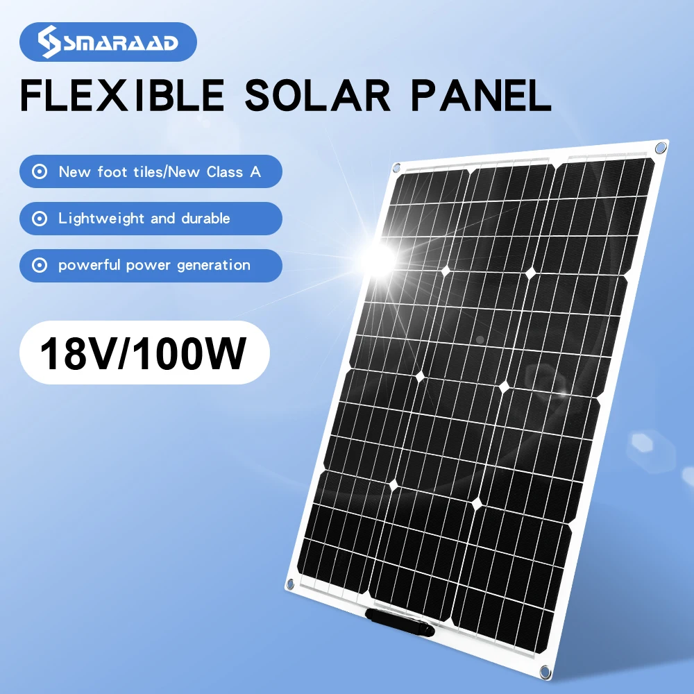 

12V 18V Flexible Solar Panel 100W 200W 500W To Charge Battery Powerful Solar Kit For Home Light Solar System Free Shipping