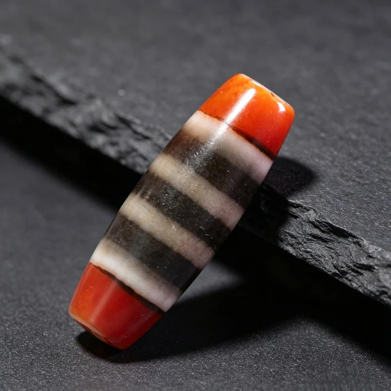 Tibetan natural agate three-color fantasy thread 13X37mm single loose bead accessory pendant necklace