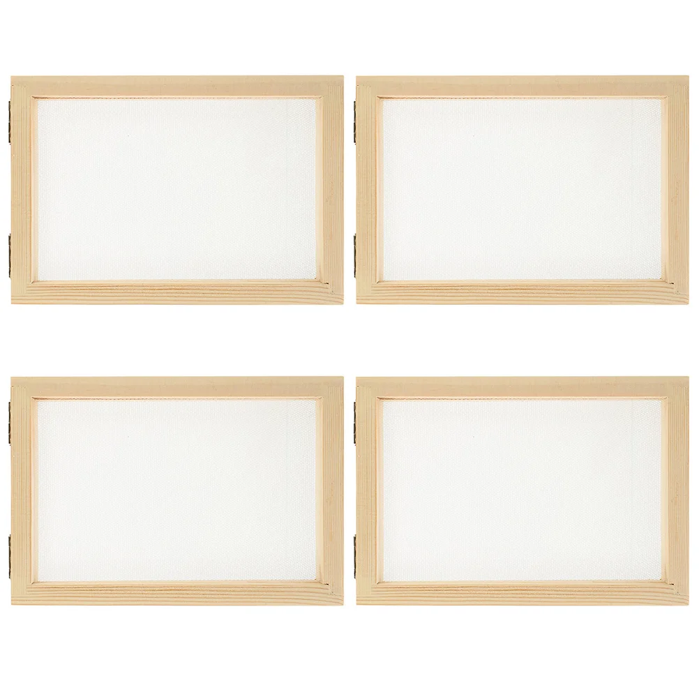 

4 Pcs Wood Picture Frame Material Package Wooden Paper Making Screen Pulp for Kids Supplies Kit Kits