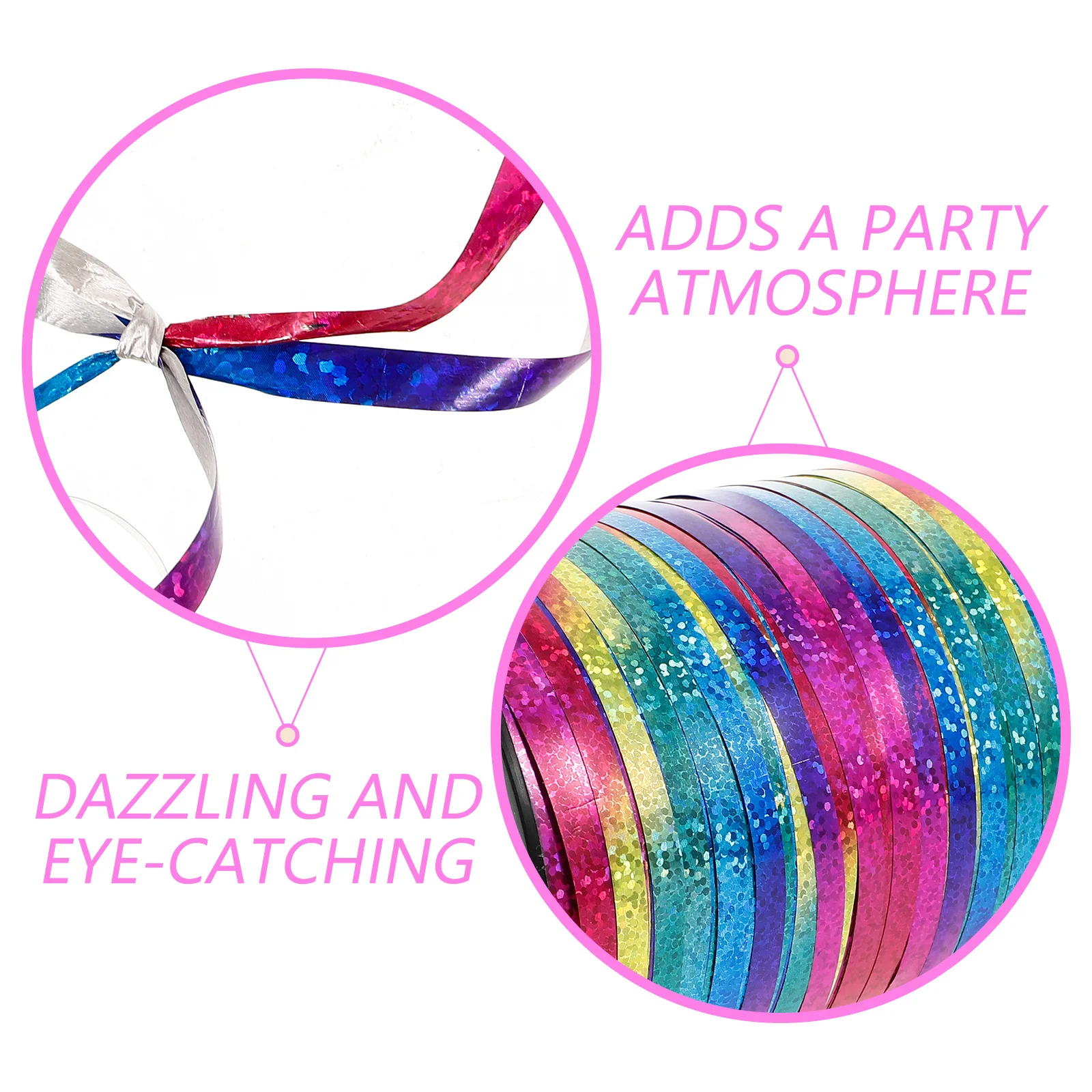 

1 Roll Holographic Curling Ribbon Decorative Balloon Ribbon Gift Box Packaging Flower Wrapping DIY Balloon Ribbons