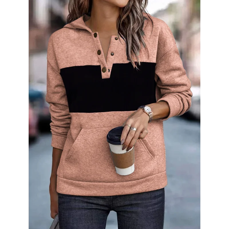 2025 Neues Damen-Sweatshirt mit lässigem Kapuzen-Langarmpullover, normales mehrfarbiges Sweatshirt
