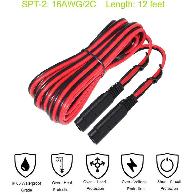 3Pcs 6.5 Feet 14AWG SAE To SAE Extension Cable, Quick Disconnect Wire Harness DC Connector Cord Plug