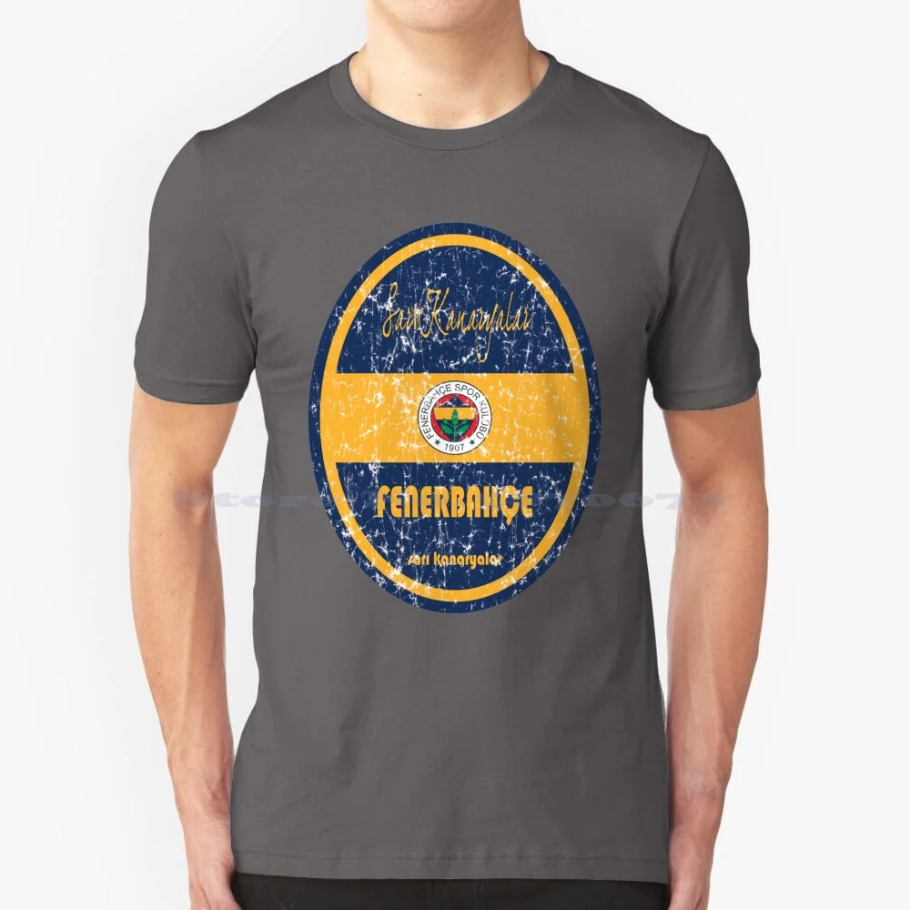 Super League-Fenerbahce ( Distressed ) T Shirt 100% Cotton Tee Football Super League Fenerbahce Fenerbahce Sari Kanaryalar