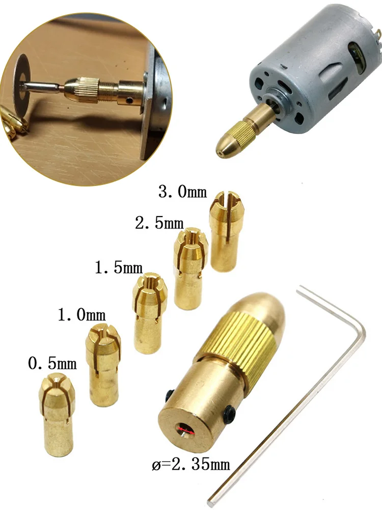 

Mini Brass Collet Chuck for Dremel Rotary Tool, Dremel Electric Motor Accessories Set, Nut, 0.5-3.2mm, 7 Pc Lot