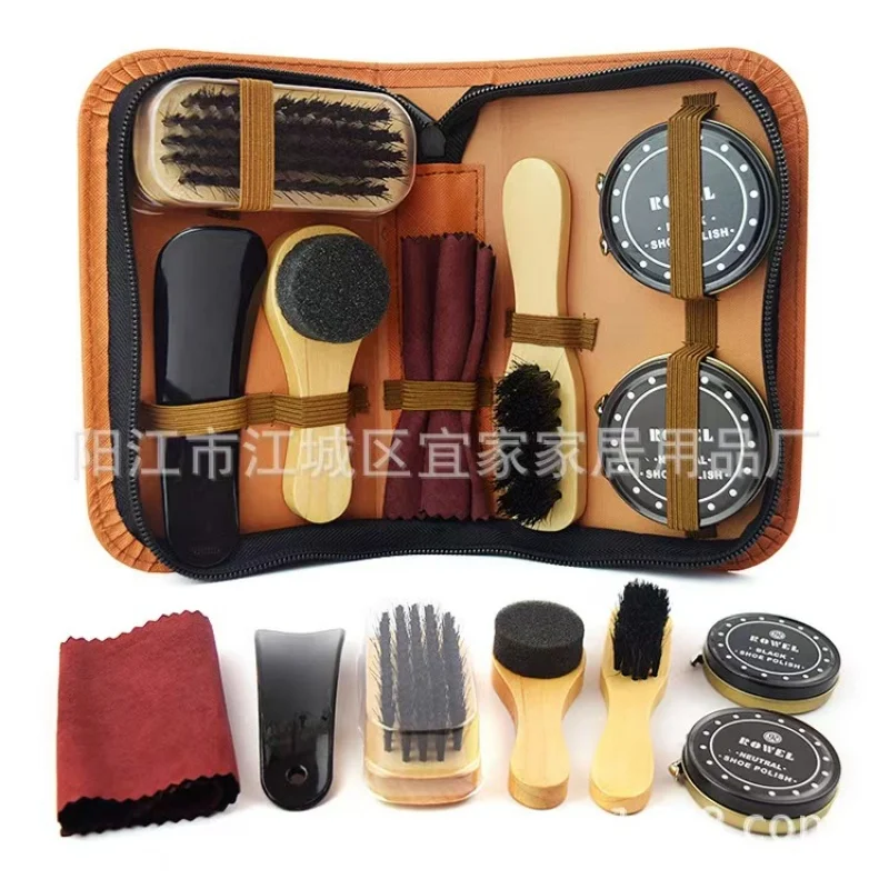 Professional Shoes Care Kit Portable For Boots Sneakers Cleaning Set Polish Brush horn Shine Polishing Tool For Leather Shoes