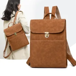 Commuting Women Backpack Matte Leather Female Shoulder Bag vintage Student Schoolbags Travel Daypack girls book Computer Bag