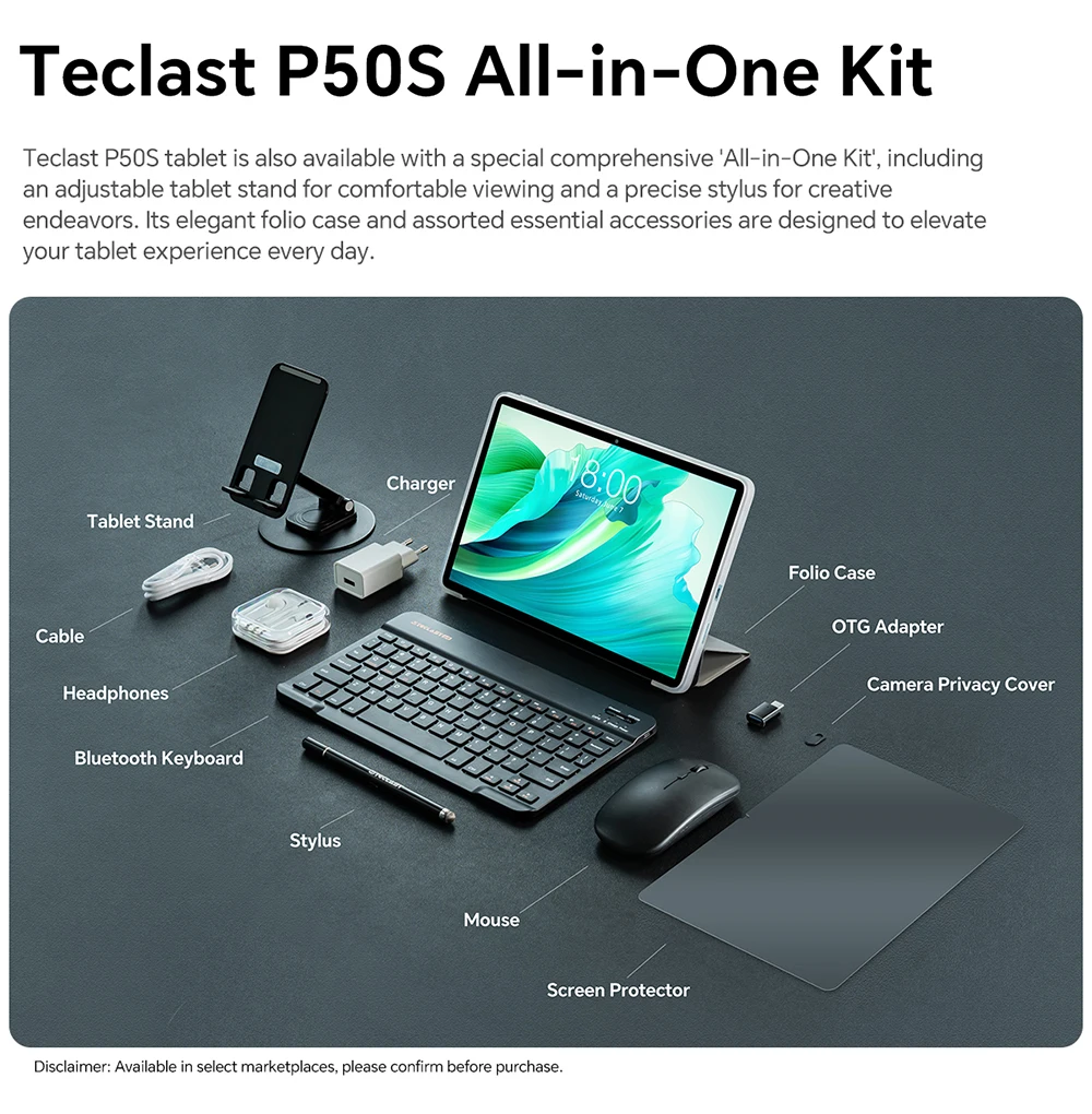 Teclast P50S Set Tablets PC 11'' TDDI Max.12GB RAM 128GB ROM Unisoc T606 Octa Core Android 14 Widevine L1 8000mAh 13MP+5MP
