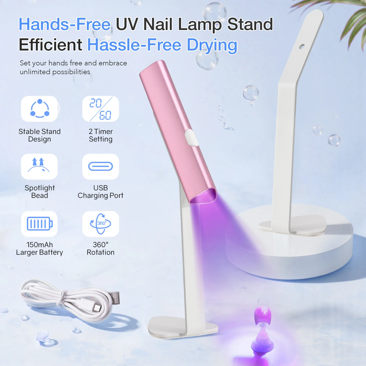 DianaBeauty Mini lumière UV LED sans fil pour ongles en Gel lampe à ongles Portable Rechargeable avec support sèche-ongles à séchage rapide