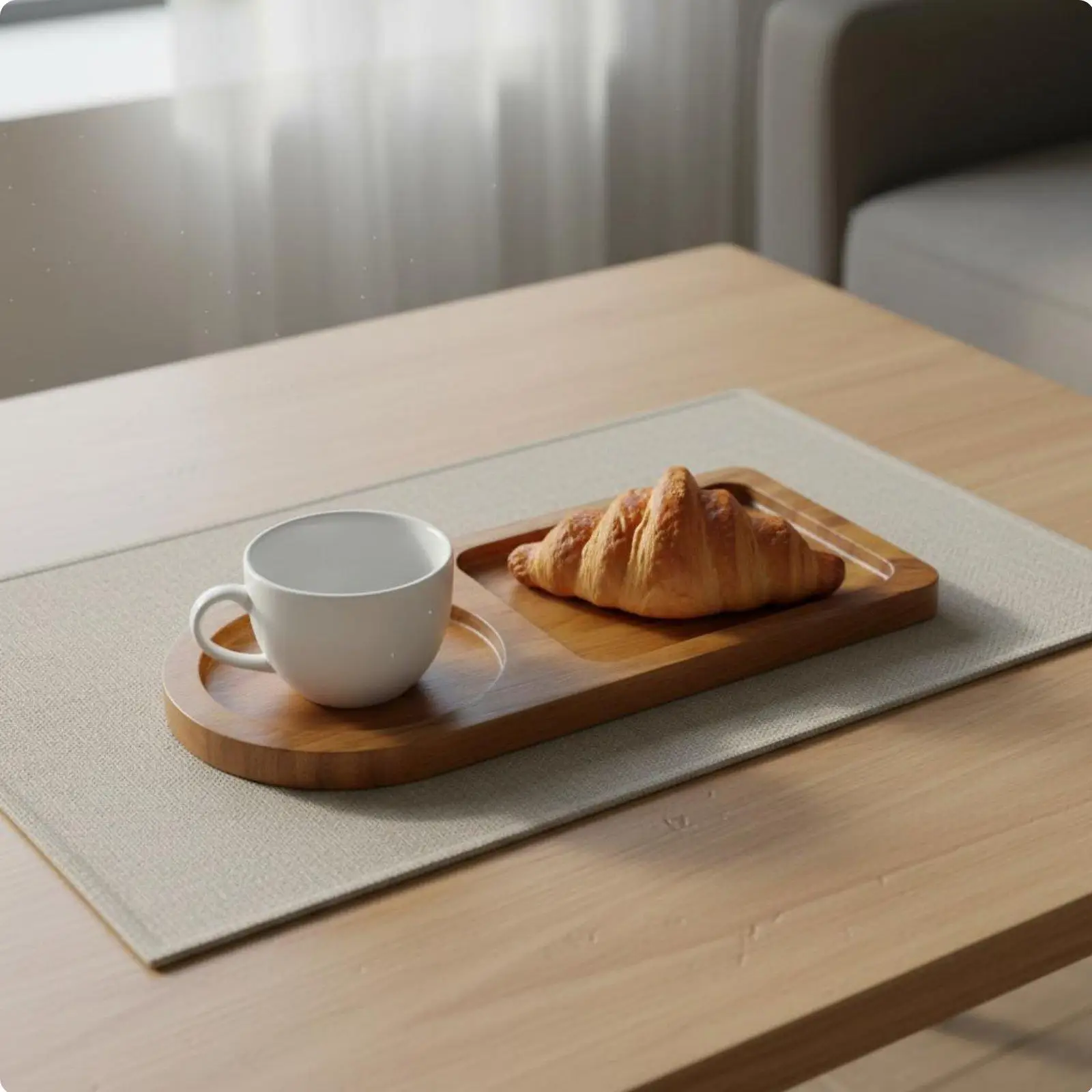 Multi Functional Wooden Tray with Two Compartments for Serving Bread Fruit and Coffee Acacia Wood Board for Kitchen Counter