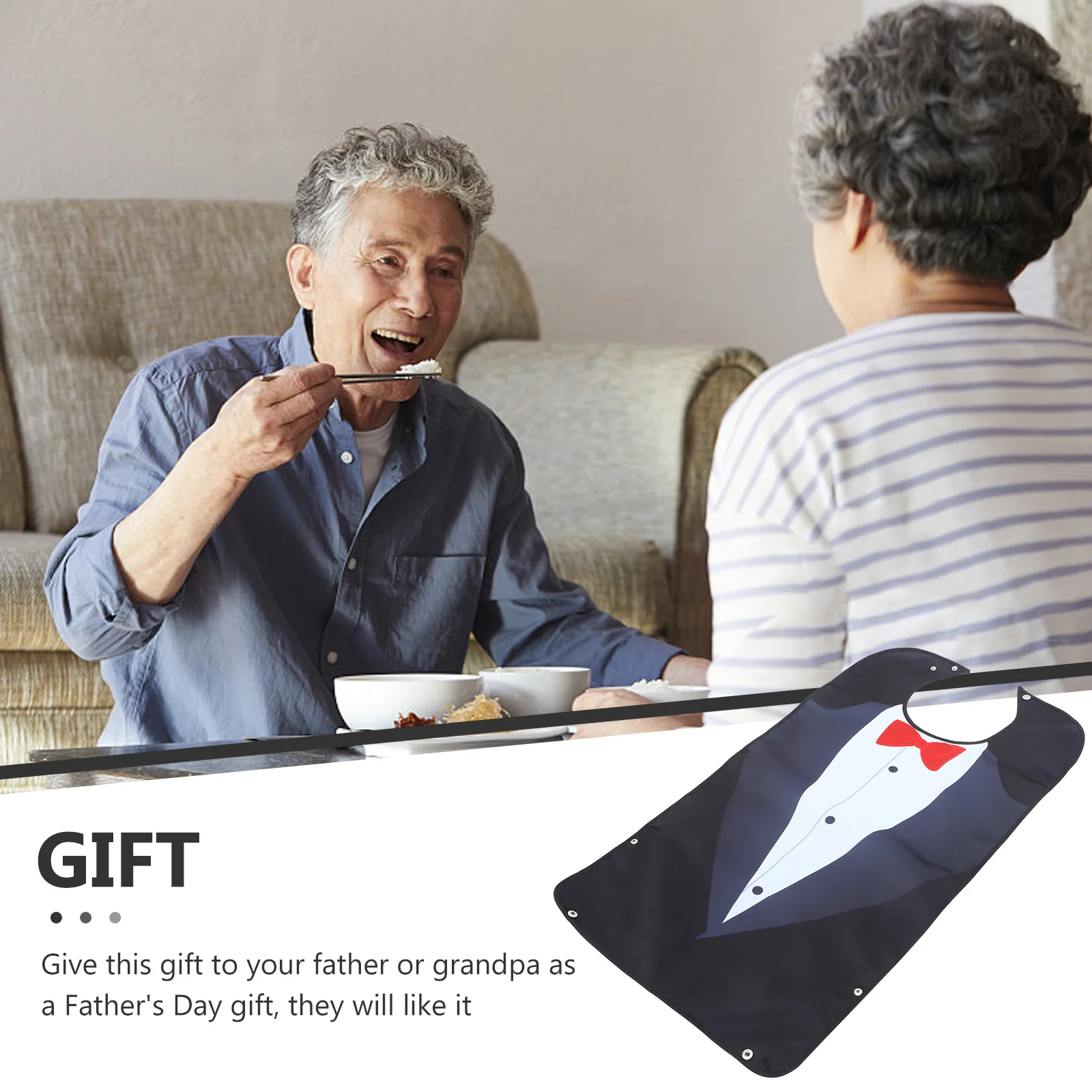

Adult Eating Bib Waterproof Reusable Adjustable Elderly Bib for Seniors Men Women Daily Use Long Sleeve Protection Gift Idea