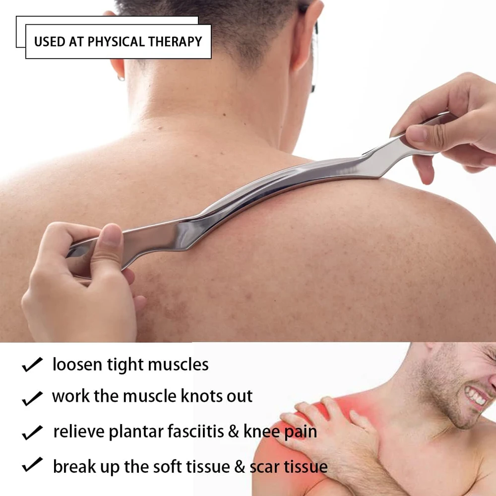 Outil de massage Gua Sha en acier inoxydable IASTM, outil d'ilization des tissus mous, thérapie fongique utilisée pour les jambes, les bras, les initiés, le cou