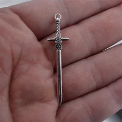 20pcs Charms Sword Dagger 49x12mm Antique Silver Color Pendants DIY Crafts Making Findings Handmade Tibetan Jewelry