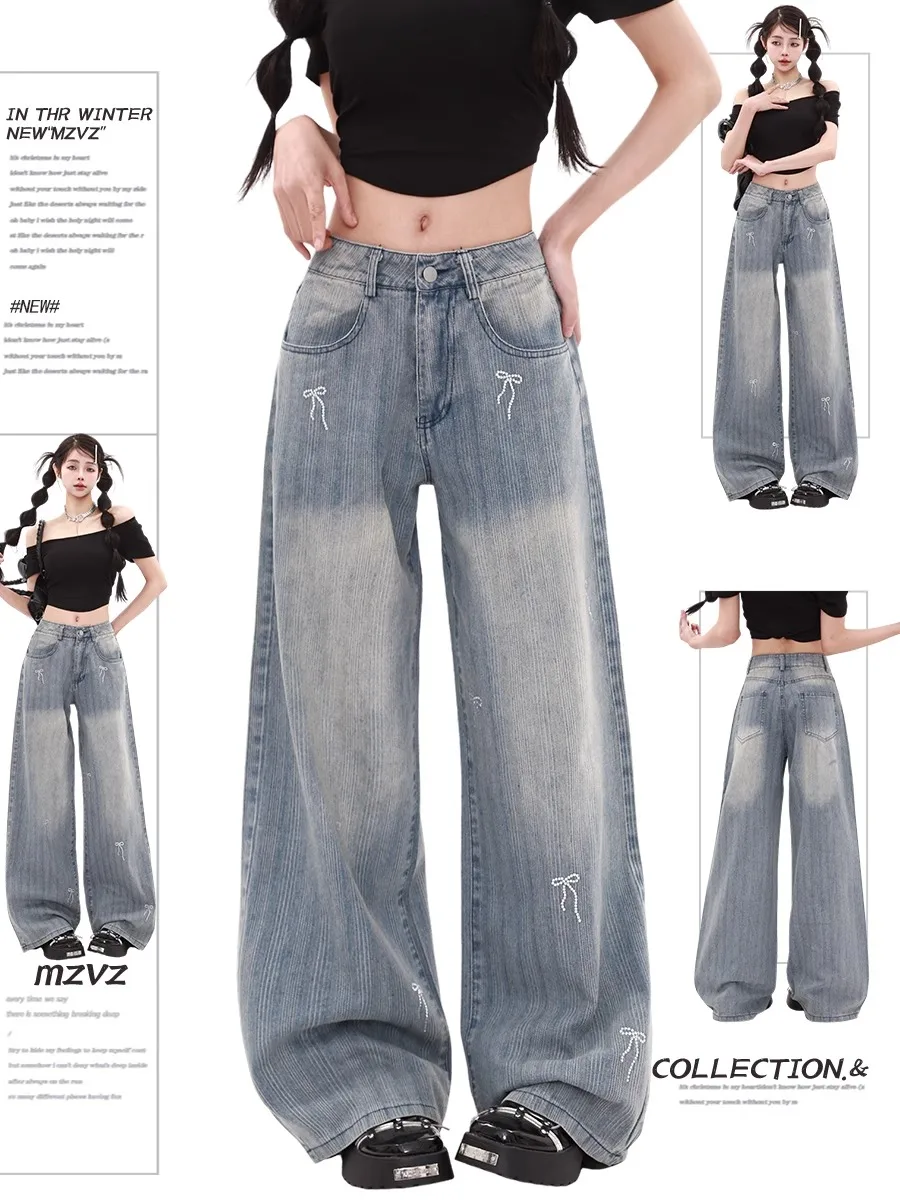 

Женские синие мешковатые джинсы Y2k Harajuku, винтажные джинсовые брюки, японский стиль 2000-х годов, джинсы в стиле хип-хоп, длинные брюки, мусорная одежда