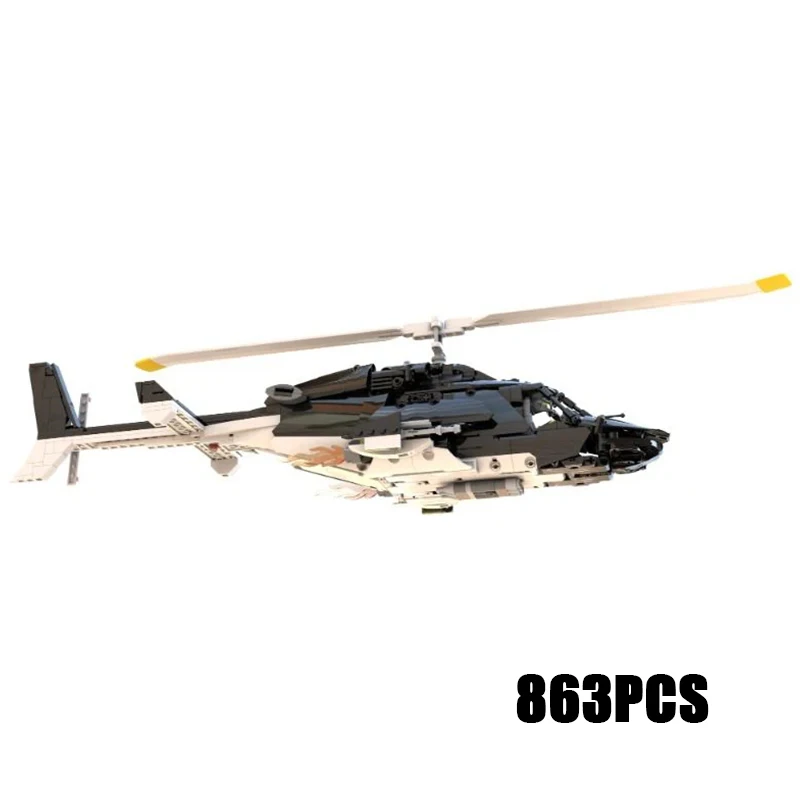 Moc Building Blocks Special Ops Helicopter Airwolf Bell 222 Model Technology Bricks DIY Assembly Airplane Toys For Kids Children