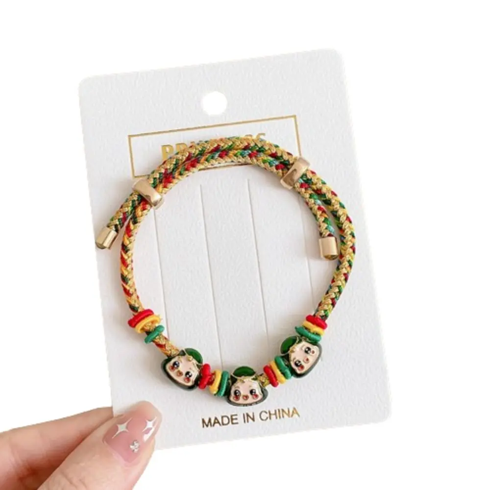 

Peace Blessings Adjustable Colorful Rope Bracelet Chinese Style Exquisite Zongzi Charm Bracelet Alloy Cute Wrist Bracelet Men