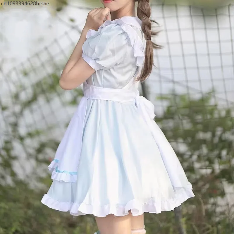 Vestido de Lolita, vestido de sirvienta rosa para mujer, conjunto de vestido negro de manga corta para mujer, disfraz de Halloween, traje de fiesta