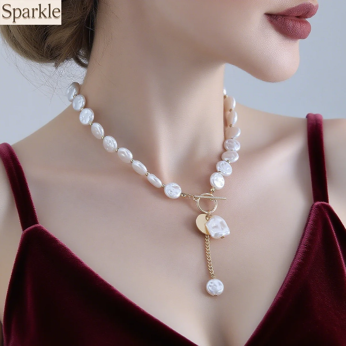 

Simple Baroque style Flat Imitation-Pearl Chokers Necklaces For Women Girls Beaded Chains on Neck Elegant Trendy Luxury Jewelry