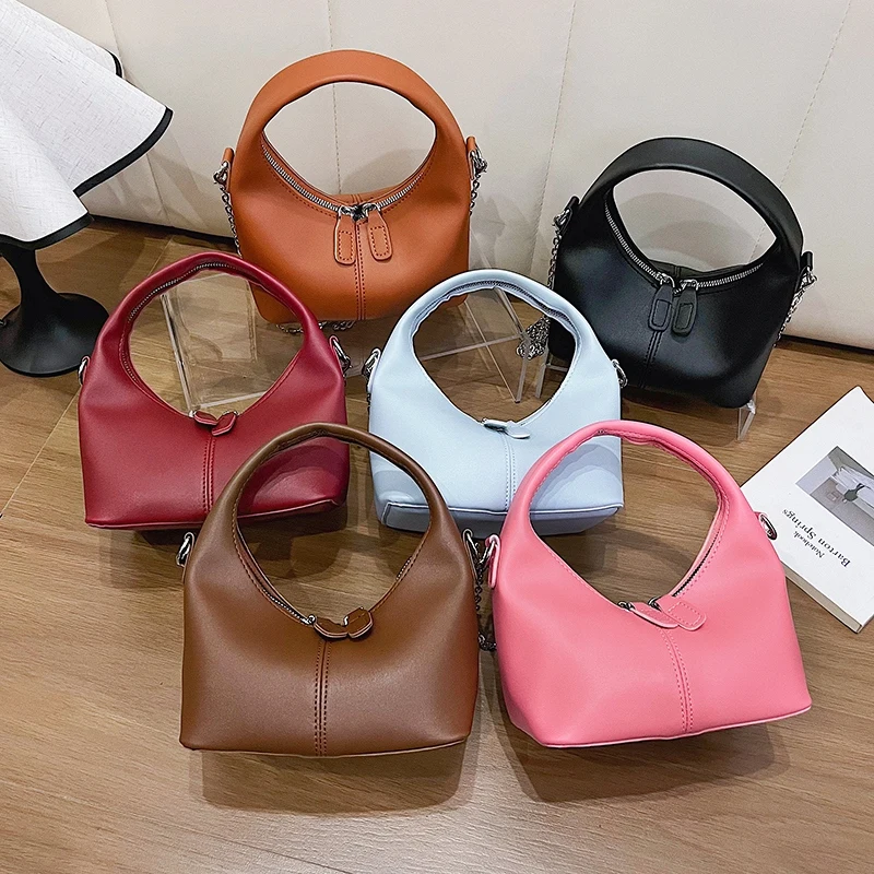

6 Colors Pu Leather Handbag Women's Bag Zipper Purse Trend Chain Crossbody Bag Ladies Small Square Bag Fashion Day Clutch red