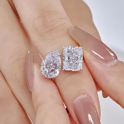 Handmade Moissanite Diamond Ring 100% Real 925 sterling silver Party Wedding band Rings for Women Bridal Promise Jewelry Gift