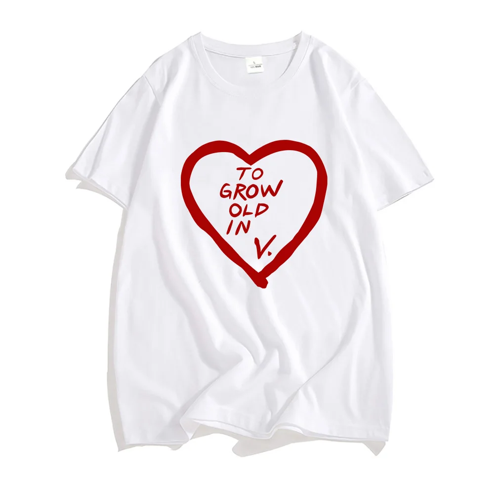 To Grow Old in V. Heart Printing T-shirt Wanda-Maximoff Character Graphic Tshirts Cotton Summer Round Neck Tees Men Clothing Boy