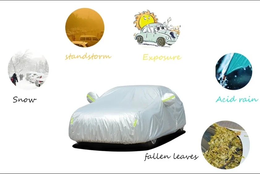 6 Layers Waterproof Car Cover 210t Sun Uv Protection With Zipper Cotton Auto  Car Cover