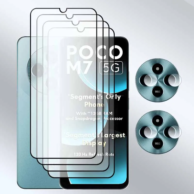 

Upgrade Full Cover Glass For Xiaomi POCO M7 5G Screen protector 9H Anti-Scratch Front glass M7 Soft lens film