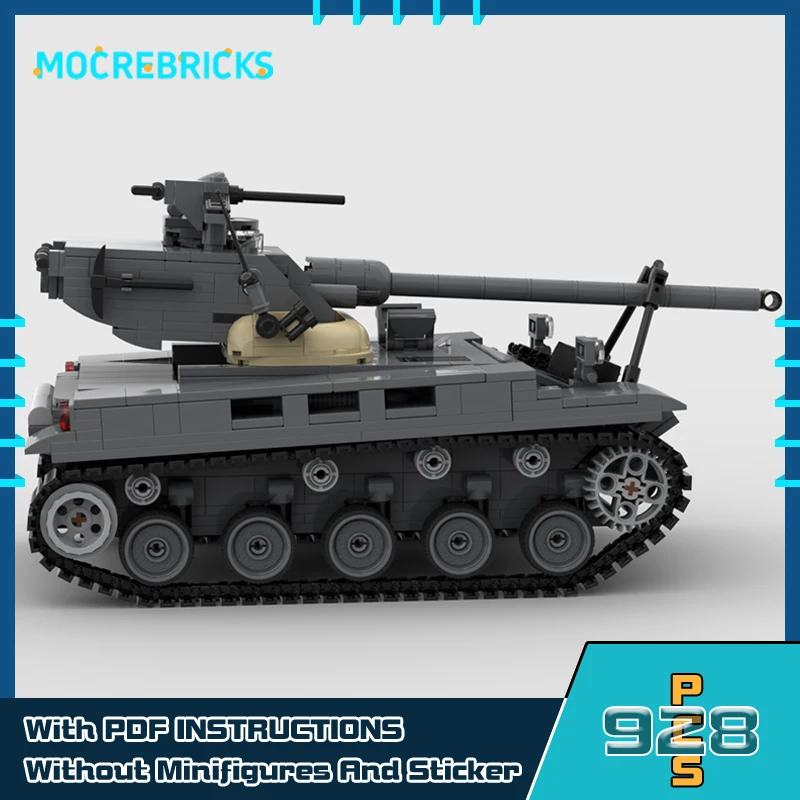 Licht Gevechts AMX-13 Tank V2 Rupsbanden Pantservoertuig Model Diy Bouwstenen Kleine Deeltjestechnologie Baksteen Kinderspeelgoed