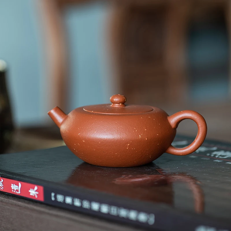 Yixing Purple Clay Teapot Tea Set Handmade Huanglongshan Old Red Mud Sand Japanese-Style Wheel Injection Giant Wheel Bead Pot