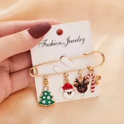 Pin de broche de Navidad de moda para mujeres y hombres, broche de esmalte de Papá Noel, copo de nieve, campana de árbol de Navidad, regalo de decoración de Año Nuevo