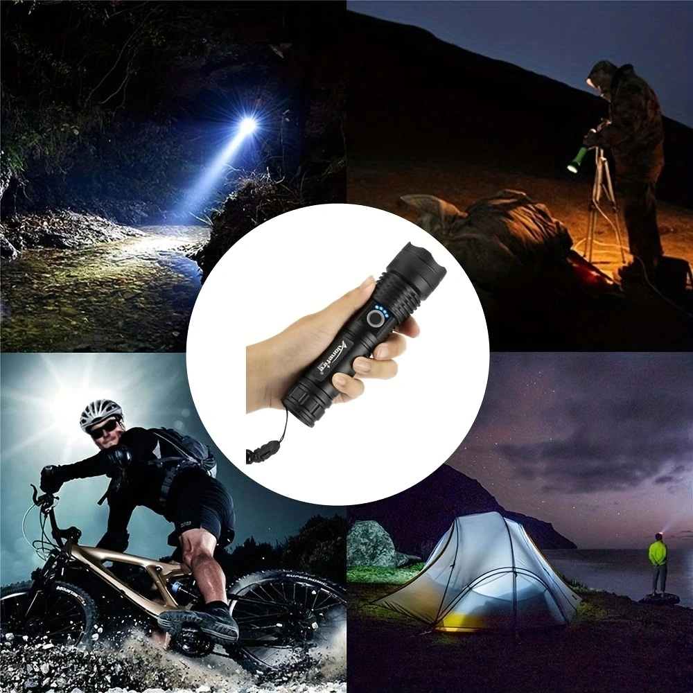 20W Led Zoom High Power Waterproof Flashlight Torch Outdoor Camping Hunting Hike Fishing High Brightness Lighting Torch Light view 3