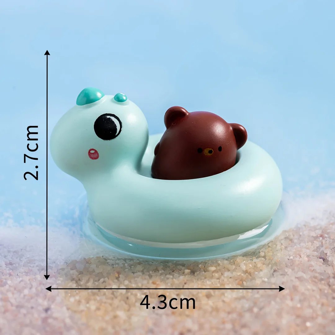 

6Pcs Resin Miniature Animal Sculptures in Swim Rings for Fairy Garden Micro Landscape Small Animal Resin Ornaments Decorative