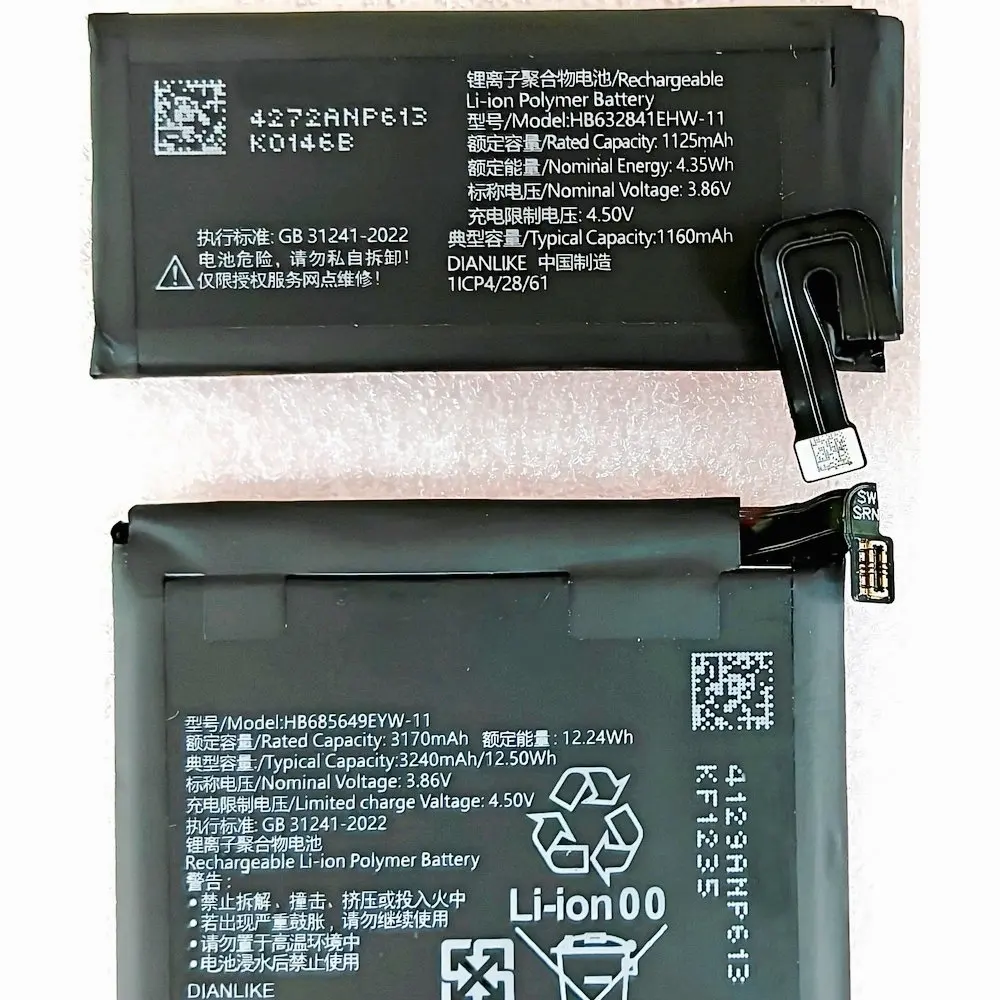 A Pair New HB632841EHW-11 HB685649EYW-11 High Quality Battery for Huawei Nova Flip Mobile Phone Decryption Without Lock