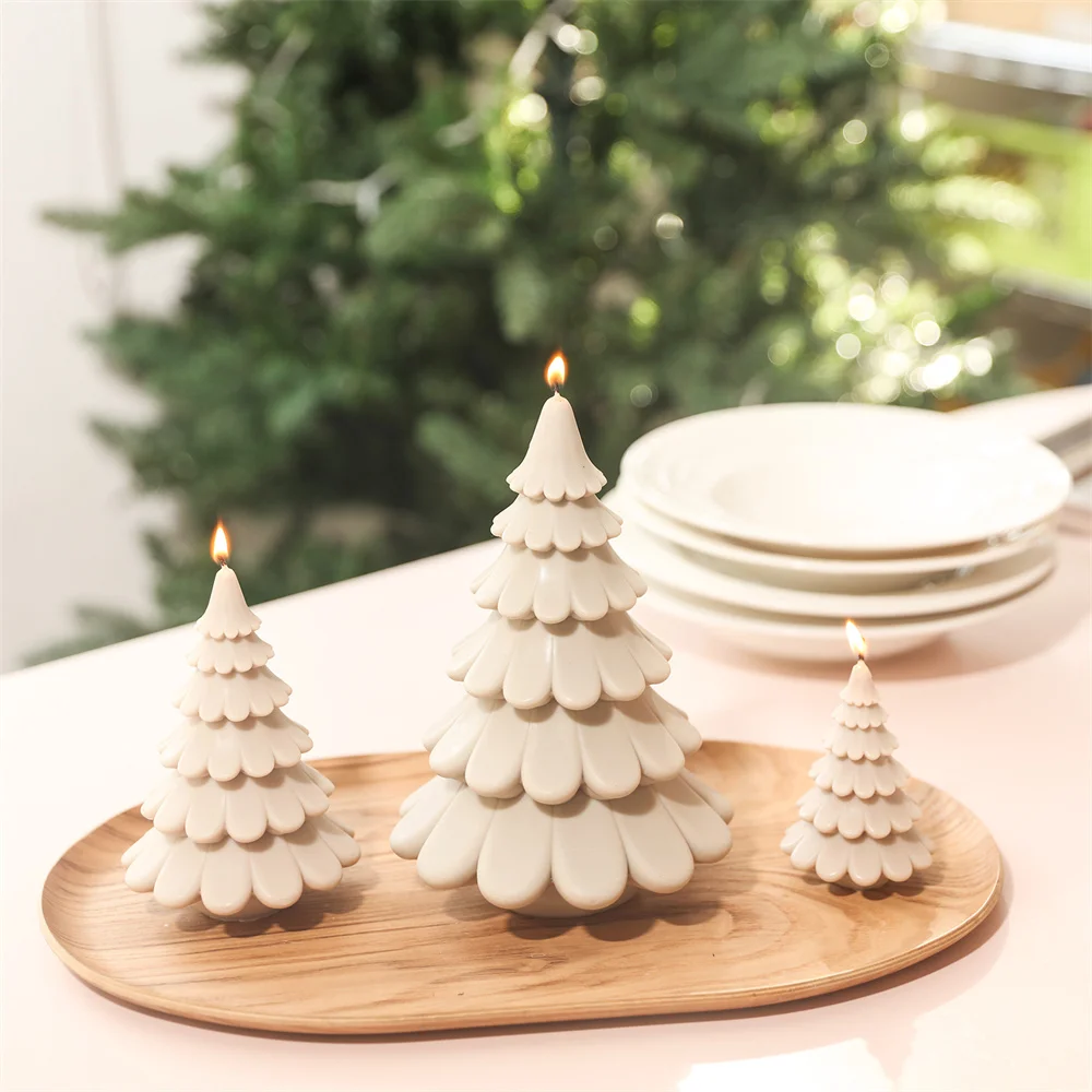 Boowan Nicole Christmas Tree Silicone Molds for Candle Making Xmas Handmade Candle Making Mould DIY Craft Candle Making Supplies