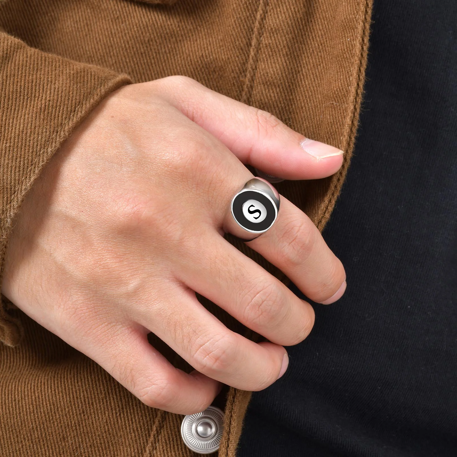 

Stainless Steel for Men 17mm Rings Fashion Jewelry Engraving 26 letters Custom Multic Style Wholesale, Comfort Fit Size 7-12