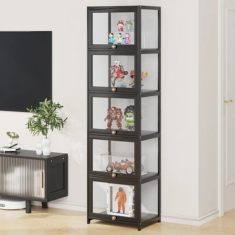 Children's Storage Bookcase Solid Wood Multi-function Clear Acrylic Display Case Transparent Multi-layer Box Home Storage Shelf