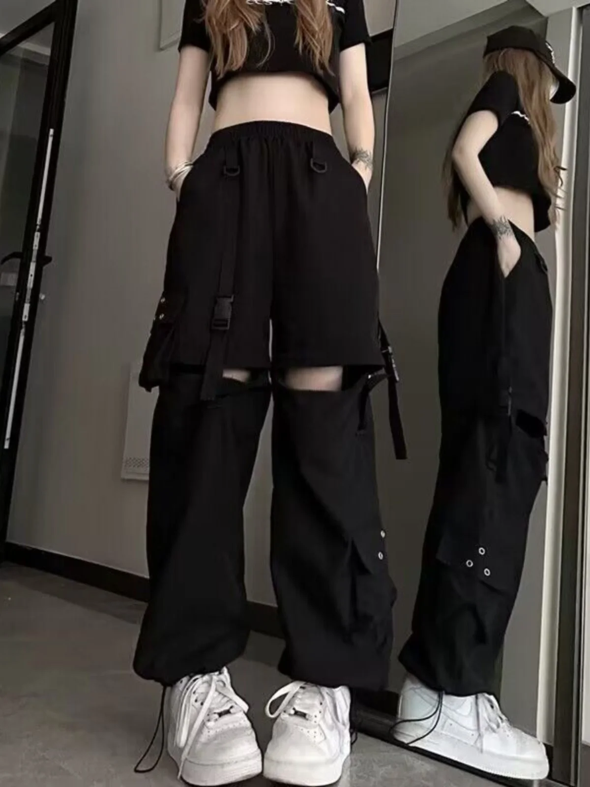 Detachable White Work Pants Women's Spring Autumn Cuffed Thin Design Sensation High Street Casual Pants Ladies Fashion