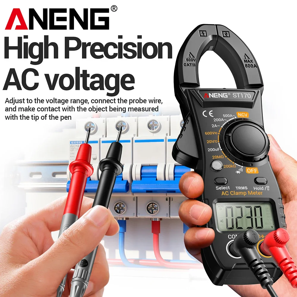 ANENG ST170 Digital Clamp Meter AC DC Voltage Tester Non‑Contact NCV Capacitance Diode Test Gift B18 Voltage Test Screwdriver