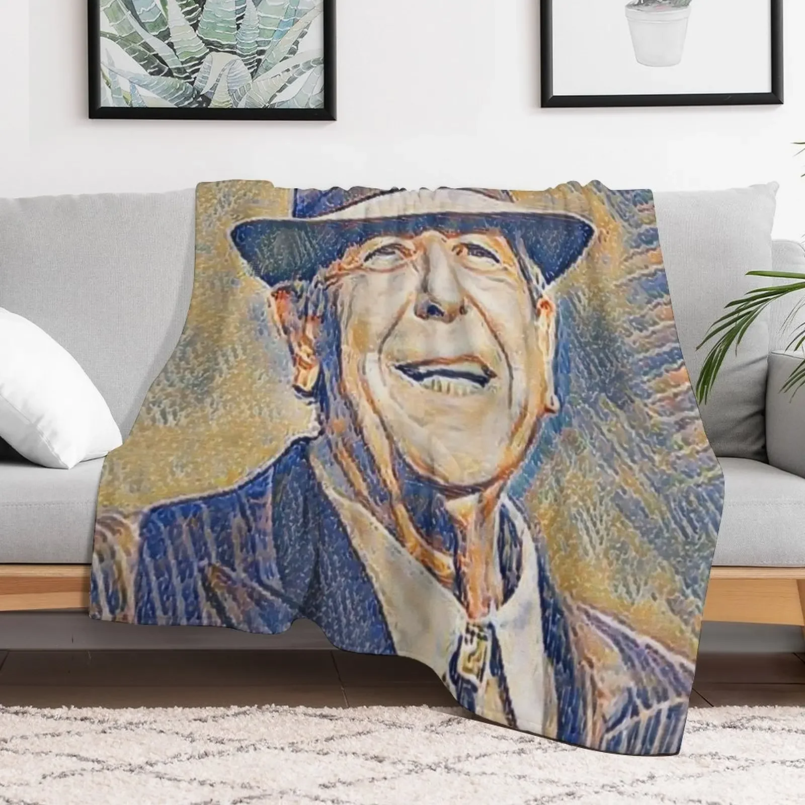 Leonard Cohen | Var05-02 | High Quality | original digital drawing by Aryan Shahabian Throw Blanket Soft Beds Blankets