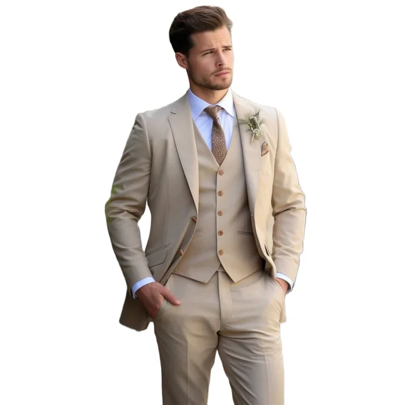 3 Piece Tuxedo Wedding Suits for Men Bespoke Groom Wear Formal Fashion Men Suit Prom Party Costume Homme Mariage