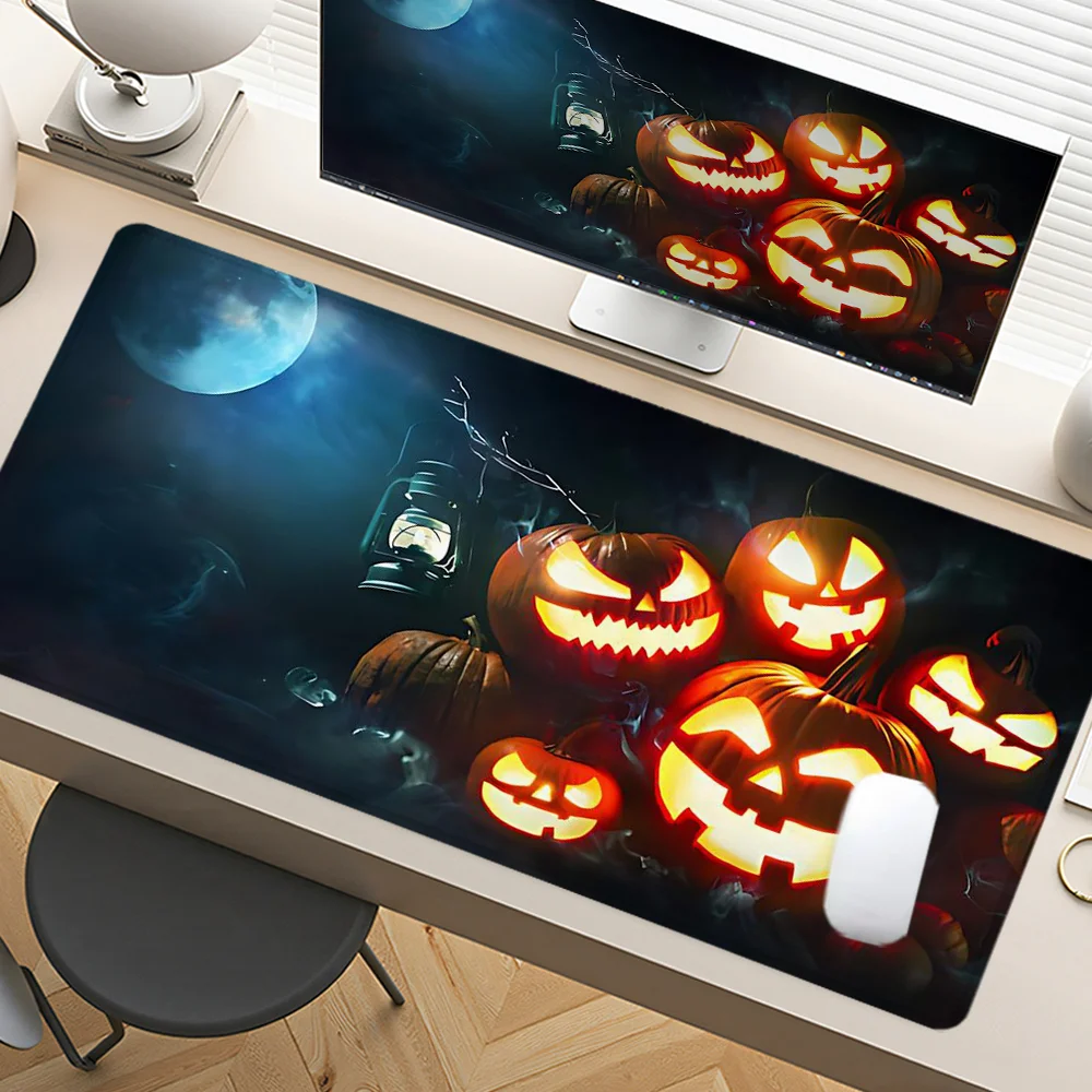 Halloween Theme Mouse Pad Art Design Large Desk Accessories Desk Pad Rubber Base with Stitched Edge Mousepad Non-Slip Deskpad
