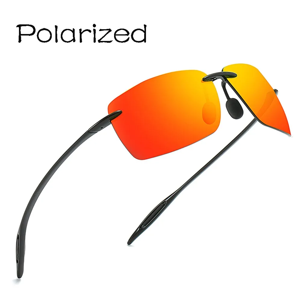 

TR90 Polarization Sunglasses Square Rimless polarization glasses Brand Designer Gafas Men Oval Sun Glasses Sunglass Men Women