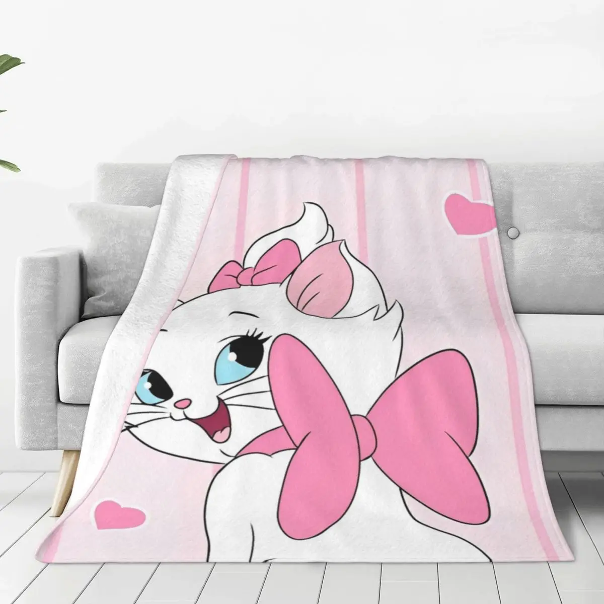 MINISO The Aristocats Marie Cat Plush Blanket Boy Girl Animal Flannel Bedding Throws For Couch Bed Soft Warm Bedspread Gift