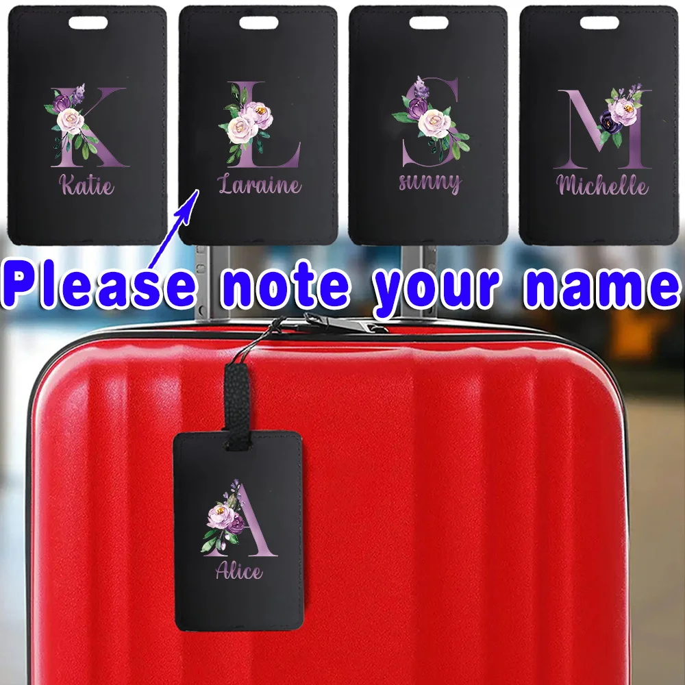 Customized Name Luggage Tag PU Airplane Pass Identifier Label Personalized Travel Accessories with Adjustable Strap