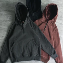 Thickened 500gsm 100% Cotton Heavyweight Retro Washed 2024 Autumn Winter Hooded Loose Casual Sweatshirt Jacket Hoodies Pullovers