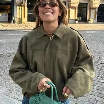 ג'קטים גדולים בצבע ירוק לנשים וינטאג' 2025, אופנתיים ואלגנטי...