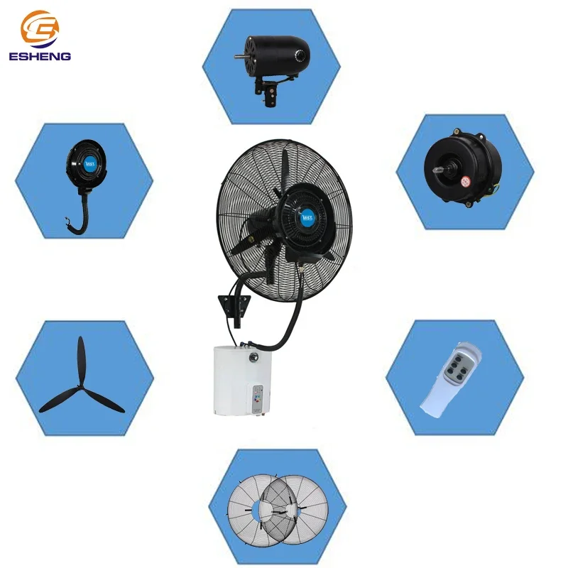 Outdoor Water Cooling Air Cooler Home Standing Mist Fans 20"/26" Wall Mist Fan
