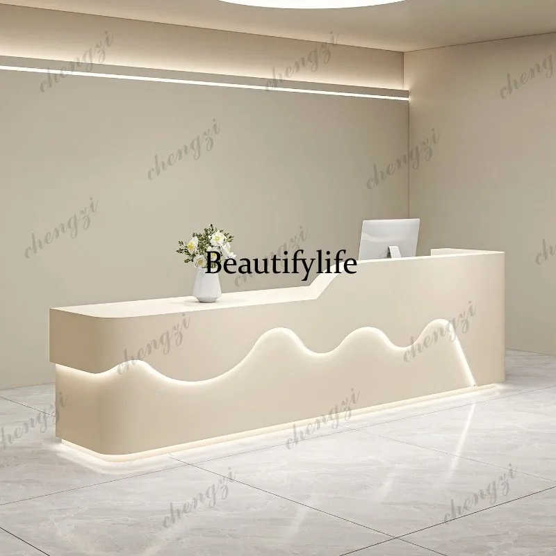 

PPP Minimalist Aesthetic Reception Desks Beauty Salon Simple Design Reception Desks Company Unique Mostrador Commercial Furnitur